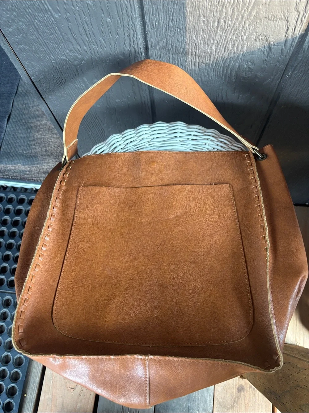 T-Shirt and Jeans Tan Shoulder Bag Tote Bag